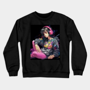 Game Over Sad Japanese Anime Girl Vaporwave Aesthetic Crewneck Sweatshirt